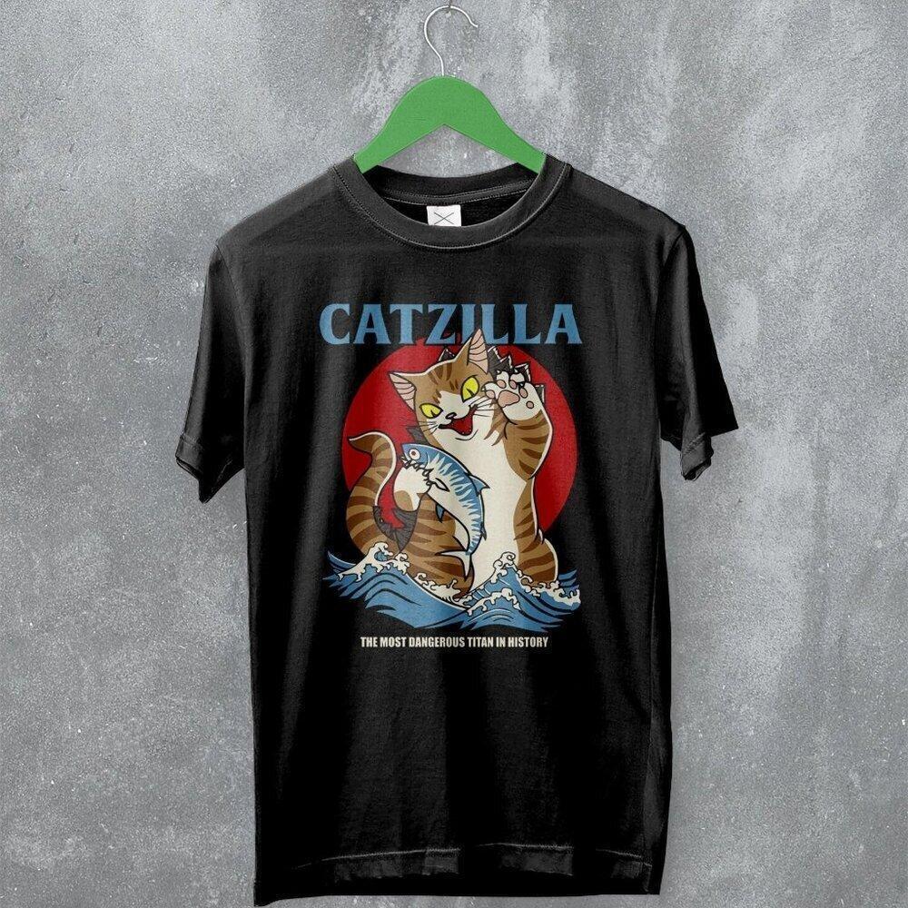 Catzilla Japan Cat Lover Funny Parody Graphic Fan Art T-Shirt